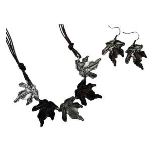 Silver and Copper Maple Jewelry Set