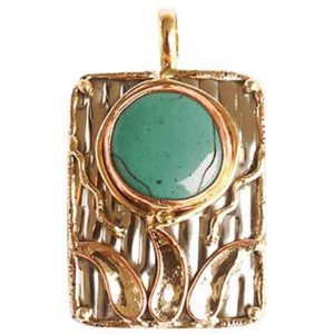 Mixed Metal Green Stone Pendant