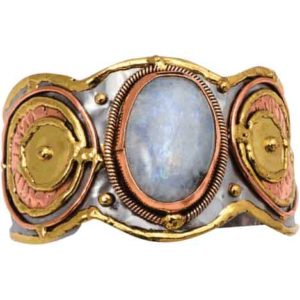 Mixed Metal Moonstone Cuff Bracelet