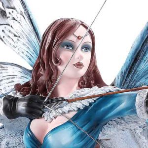 Arctic Fairy Archer with Wolf Statue