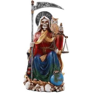 Seated Rainbow Santa Muerte Statue