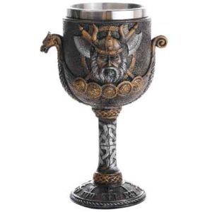 Viking Warrior and Dragon Ship Goblet