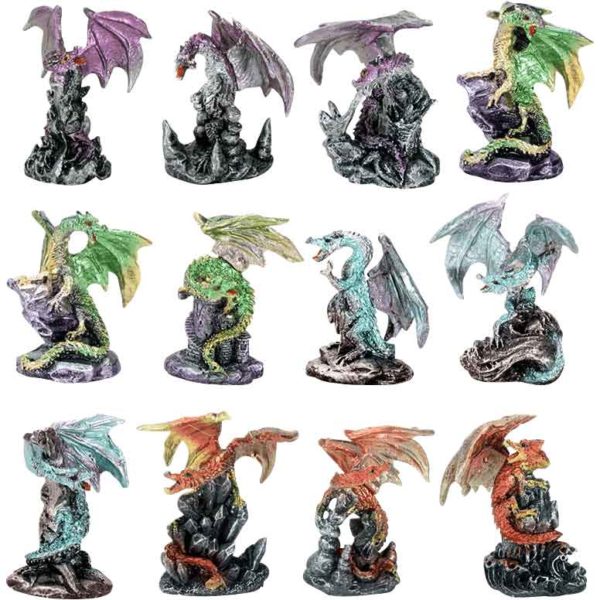 Set of 12 Tiny Dragon Statues Set