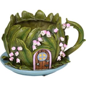 Green Leaves Teacup Planter