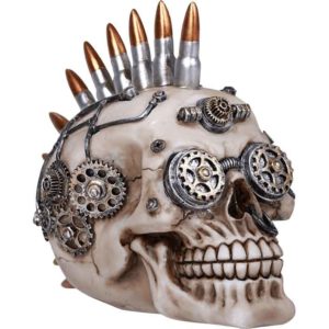 Bullet Mohawk Steampunk Skull Statue