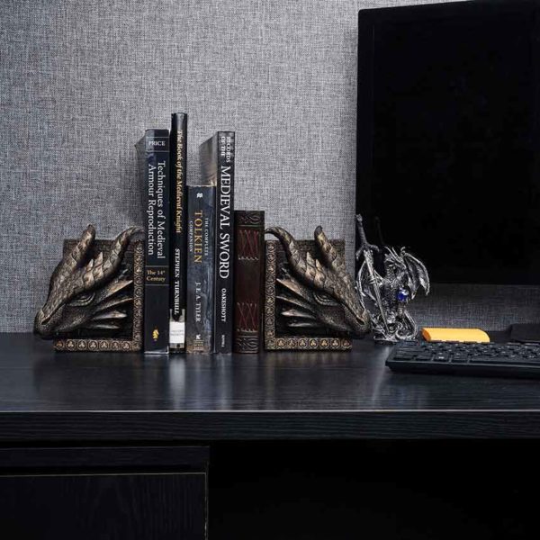 Bronze Dragon Head Bookend Set