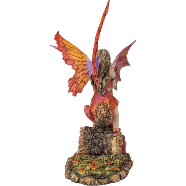 Fairy with Red Dragon Seesaw Statue
