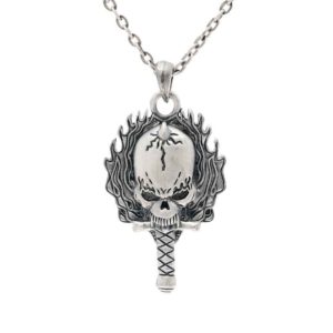 Flaming Dagger and Skull Necklace