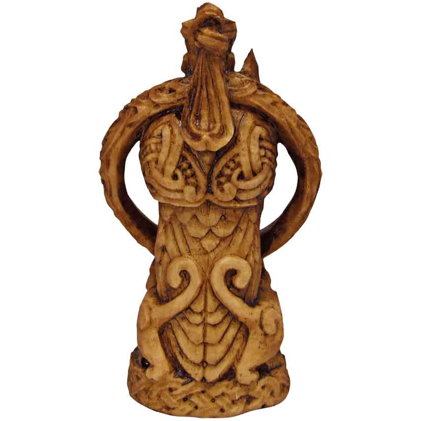 Seated Tyr, Norse God of War Statue - Wood Finish, Celtic God