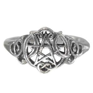 Silver Heart Pentacle Cut Out Ring