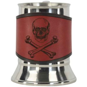 Skull & Crossbones Tankard with Leather Wrap