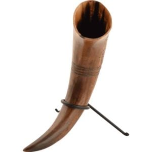 Carved Drinking Horn with Stand