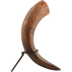 Carved Drinking Horn with Stand