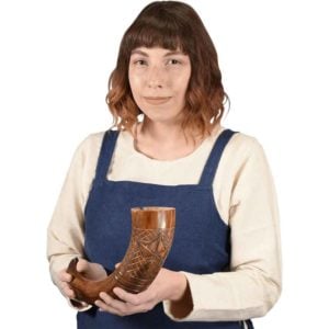 Carved Drinking Horn with Stand