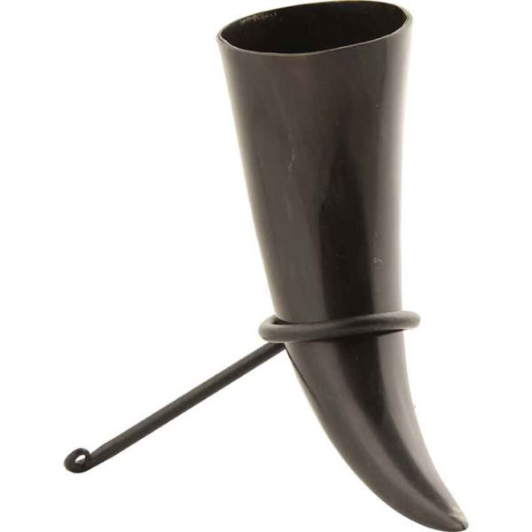 Vegvisir Viking Drinking Horn with Stand