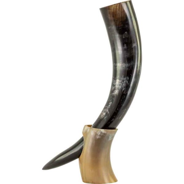 Viking Drinking Horn with Horn Stand