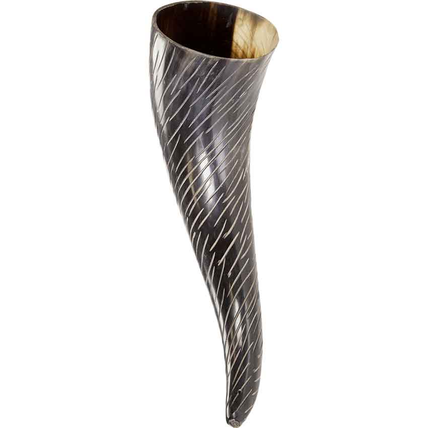Skadi Carved Drinking Horn with Stand
