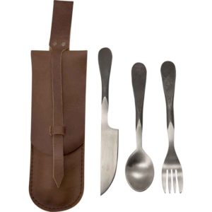 Feasting Utensils with Leather Pouch