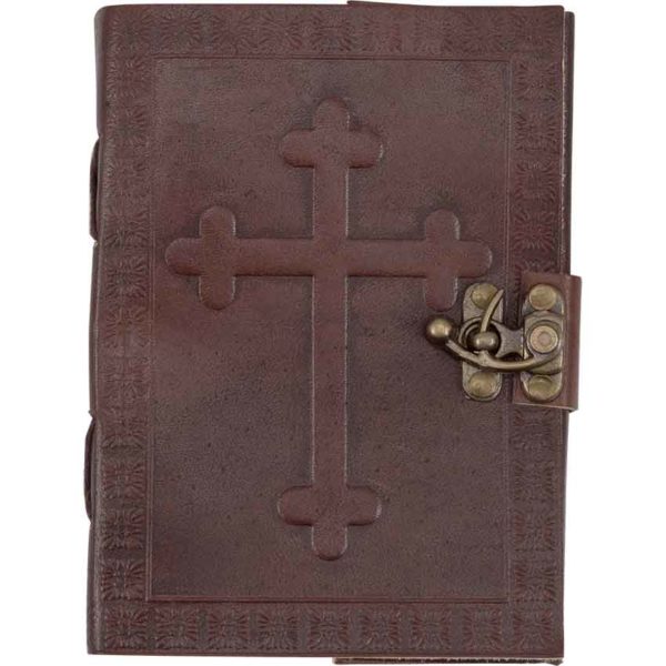 Celtic Cross with Knotwork Leather Journal with Lock