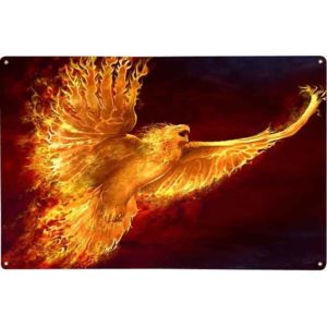 Phoenix Rising Fantasy Metal Sign