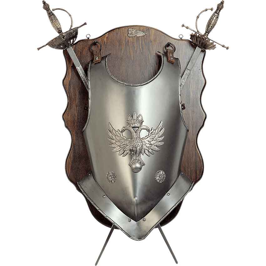 Heraldic Eagle Breastplate with Two Decorative Swords Wall Plaque