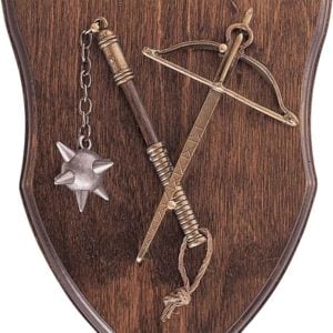 Miniature Flail and Crossbow Display Plaque