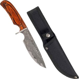 Damascus Hunting Knife with Sheath