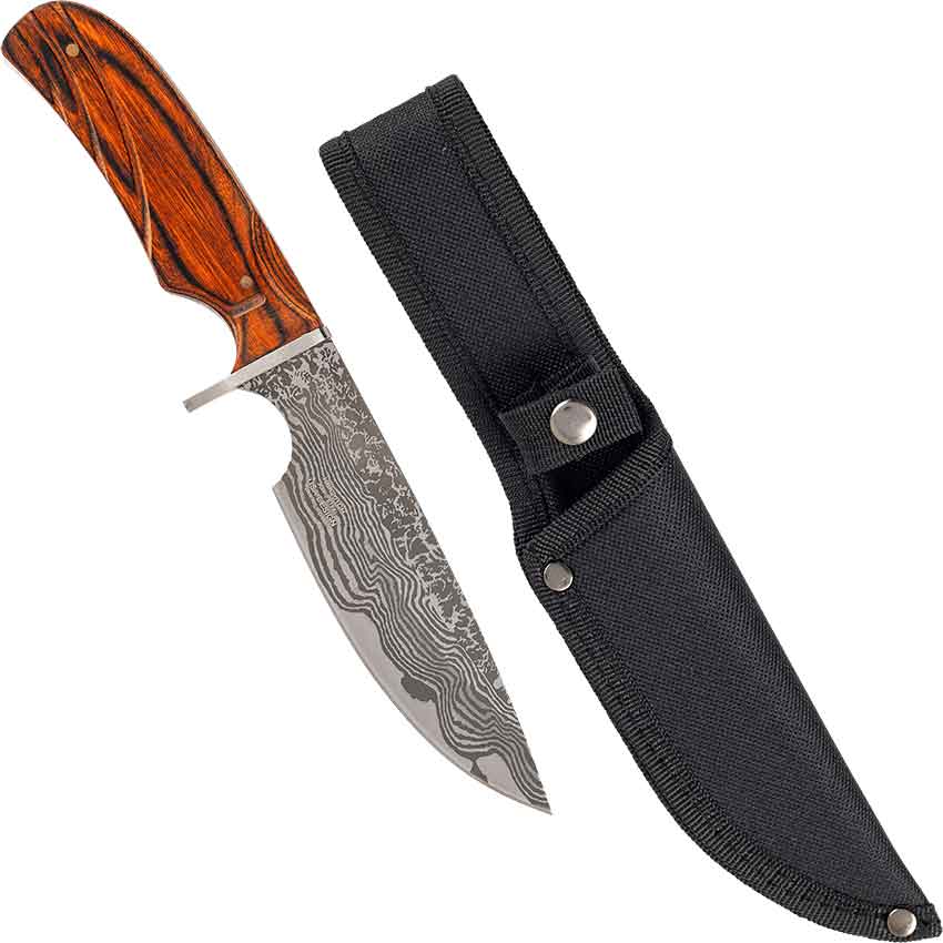 Damascus Hunting Knife with Sheath