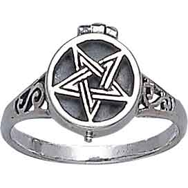 White Bronze Pentacle Poison Ring