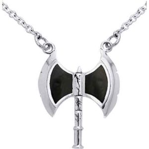 White Bronze Viking Axe Necklace