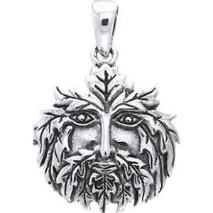 White Bronze Greenman Pendant