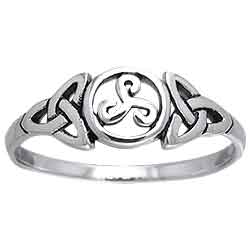 White Bronze Triskele Triquetra Ring