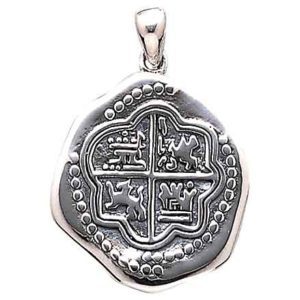 White Bronze Pirate Coin Pendant