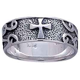 White Bronze Scrollwork Cross Band