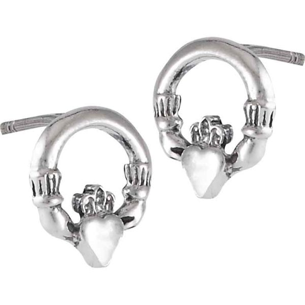 Sterling Silver Claddagh Circle Stud Earrings