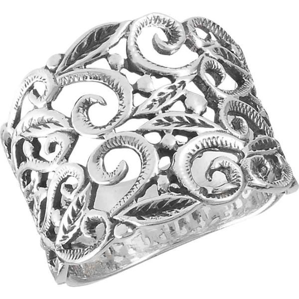 Sterling Silver Scrollwork Leaf Band