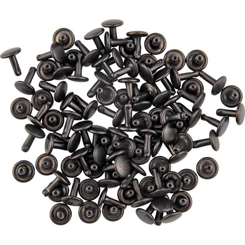 Double Cap Rivets Black 1/4 Inch 100 Pack