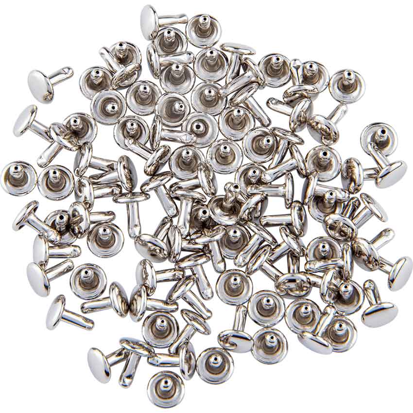 Double Cap Rivets Nickel Plated 1/4 Inch 100 Pack