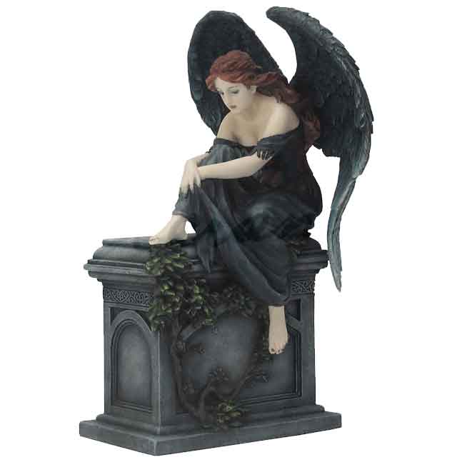 Gothic Angel Sitting on Grave Statue - WU-1450 - Medieval Collectibles