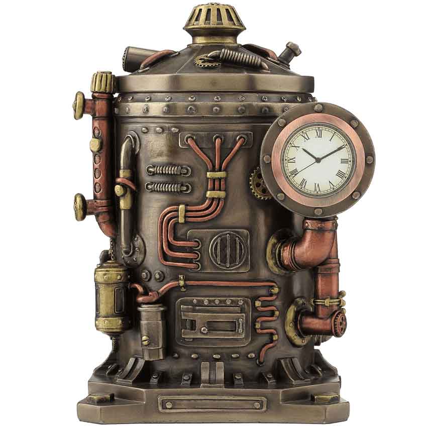 The Mysterious Container Steampunk Style Bronze Finished Desk Clock