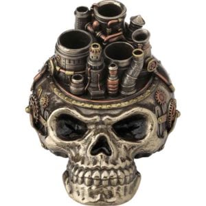 Steampunk Skull Industrial Pen Holder