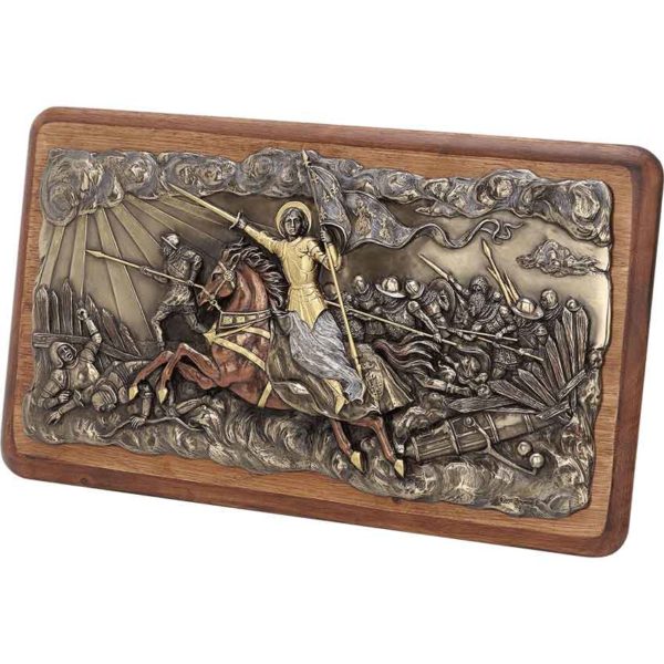 Bronze Joan of Arc Into Battle Wall Plaque