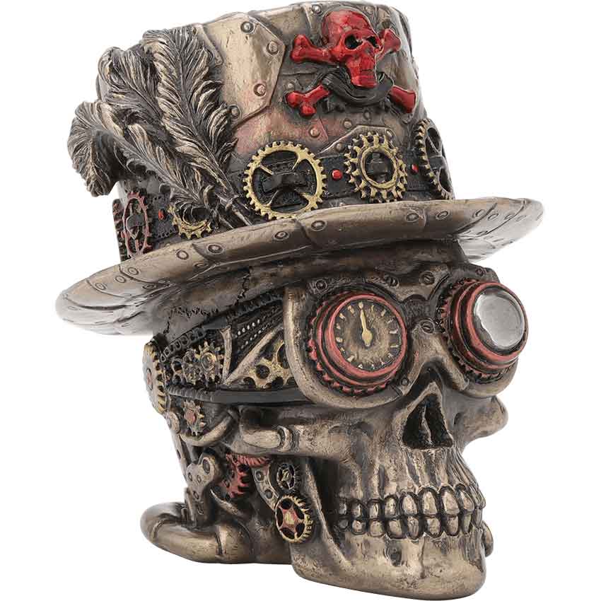 Steampunk Top Hat Skull Statue