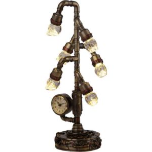 Steampunk Crystal Skull Clock Lamp