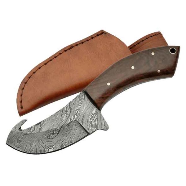 Damascus Guthook Skinner Knife