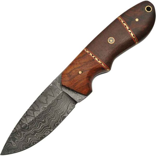 Rosewood Micarta Damascus Hunter