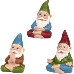 Yoga Gnome Fairy Garden Statue Trio