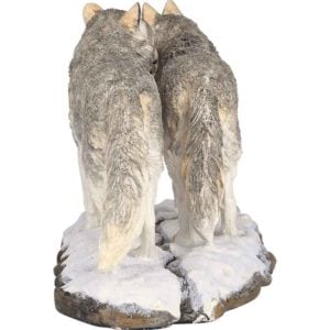 Grey Wolf Couple Statue