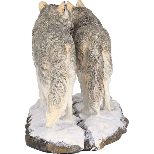 Grey Wolf Couple Statue