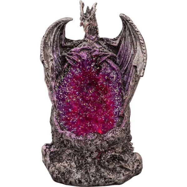 Grey Dragon with LED Crystal Stone Statue